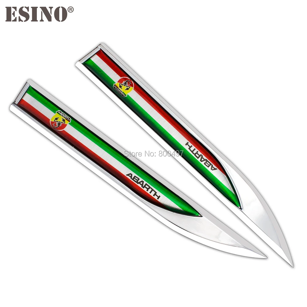 20 x Car Styling 3D Body Fender Side Metal Chrome Zinc Alloy Knife Emblems Badges Accessories For Abarth 500 Punto | Автомобили и