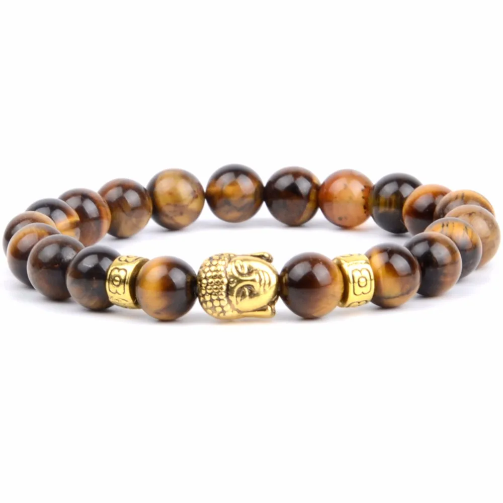 Браслеты Будды с натуральным камнем тигровый глаз Howlite бусы мужские браслеты для