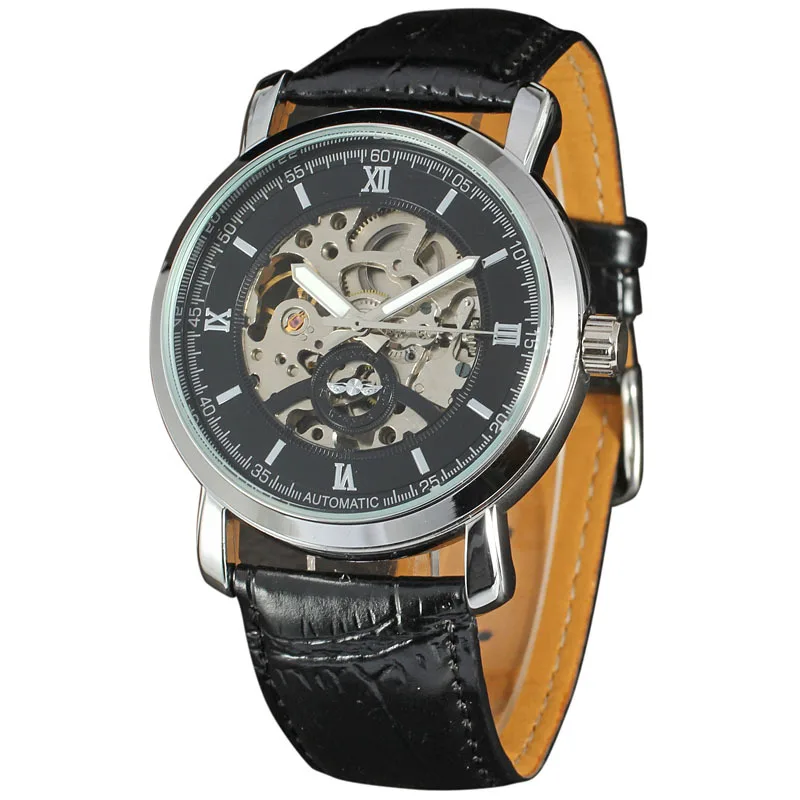 Модные мужские часы-скелетоны winner 50 шт./лот высококачественные механические часы