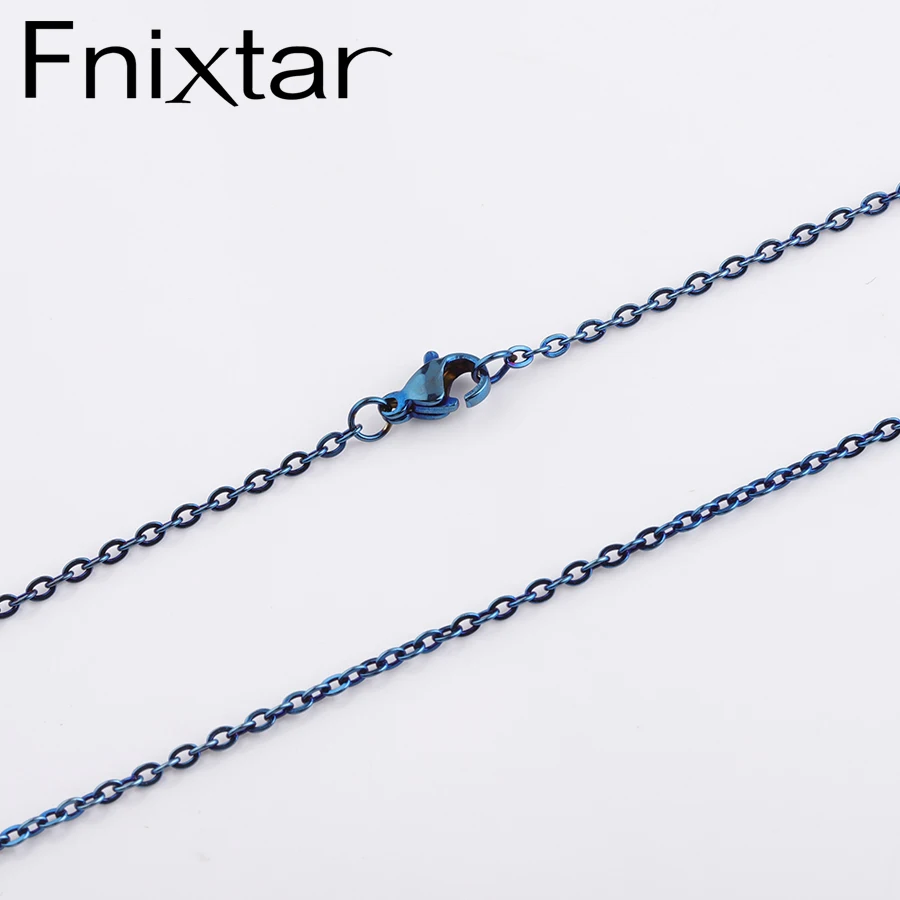 Fnixtar синий цвет ожерелье из нержавеющей стали цепь 2 мм толщина цепи DIY Кабельные