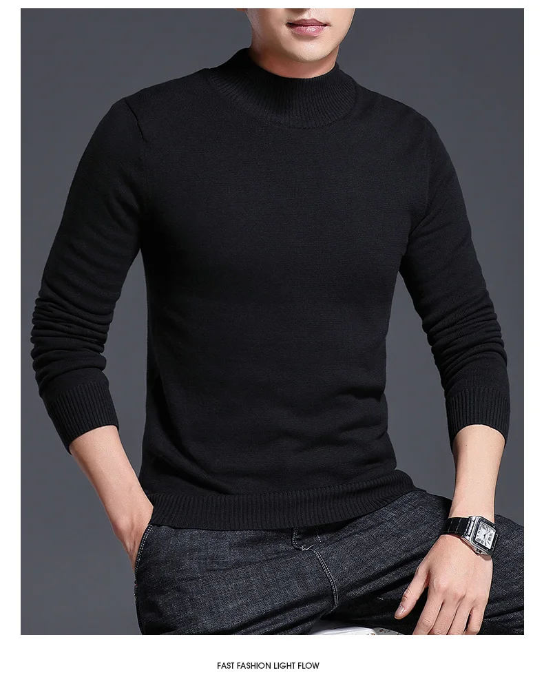 Brand New Casual Sweater Men Pullovers Thick Warm Autumn Fashion Style Cashmere Sweater Male Solid Slim Fit Knitwear Pull Coat