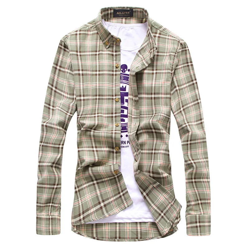 Новинка 2017 года Стильная мужская рубашка высокого качества модная клетчатая
