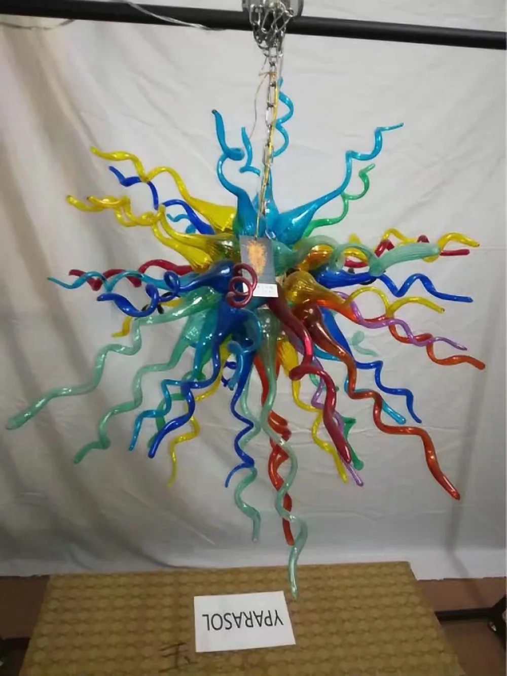 

Big Size Stylish Birthday Decoration Items Colorful Chihuly Glass Chandelier Lighting