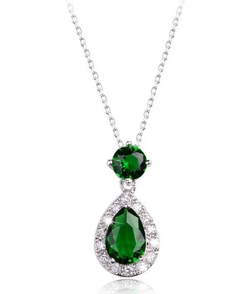 Ожерелья с кулоном из белого золота AAA + зеленого фианита|necklace jewelry|pendant necklacependant