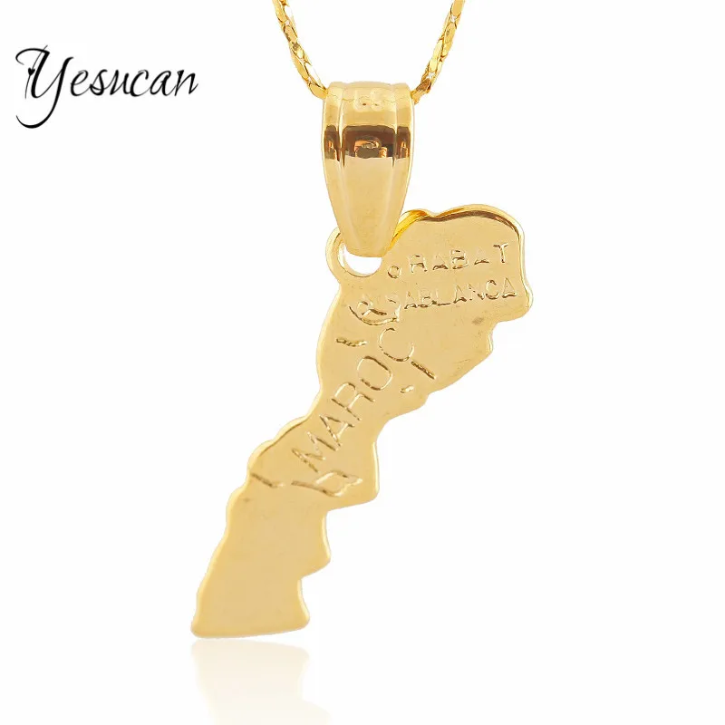 Золотая подвеска Yesucan ювелирное изделие в виде флага карты Марокко | Украшения и