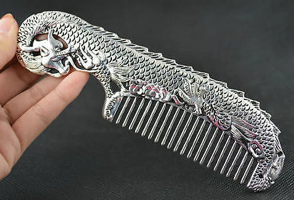 Железная расческа «желтая кожа», серебристая и белая медь, ручная работа, Тибет, бесплатная доставка