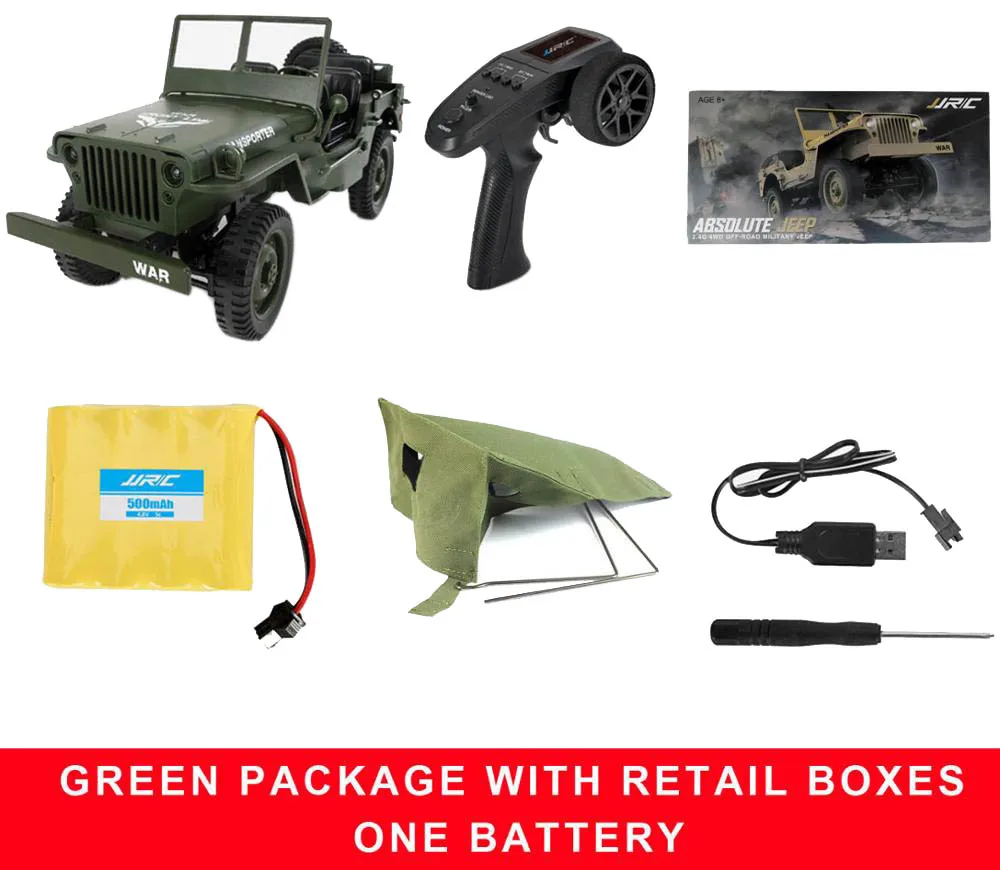Green Retail Boxes JJRC Q65 1:10 RC Автомобиль 2,4G 4WD трансформер пульт дистанционного управления светильник джип четыре колеса внедорожный военный грузовик скалолазание Машинки Игрушки - Цвет: Green Retail Boxes