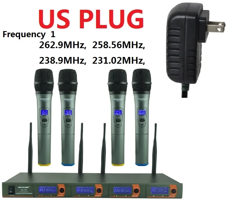 US Plug Fre1 FREEBOSS FB-V04 профессиональные микрофоны VHF KTV вечерние микрофонная система 4 ручной беспроводной микрофон для караоке - Цвет: US Plug Fre1