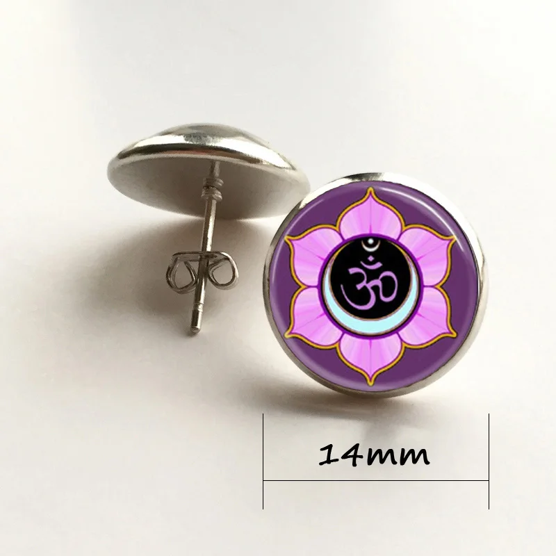 Розовая роза цветок серьги жизни сережка стеклянный купол уха кулон