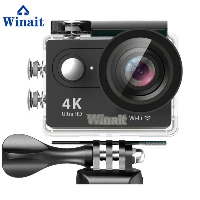 Winait Ultra HD 4k Водонепроницаемая экшн-камера, full hd 1080p 60 fps с 2," TFT дисплеем, Спортивная камера - Цвет: Черный