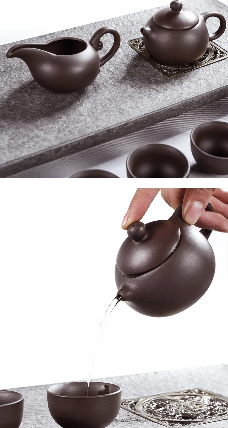 Шахты фиолетовый; песок чайник Gaiwan чайный набор кунг-фу домашнего офиса Ретро чайная чашка, чай церемонии Xi Shi пузатый чайник Набор подарочных коробок