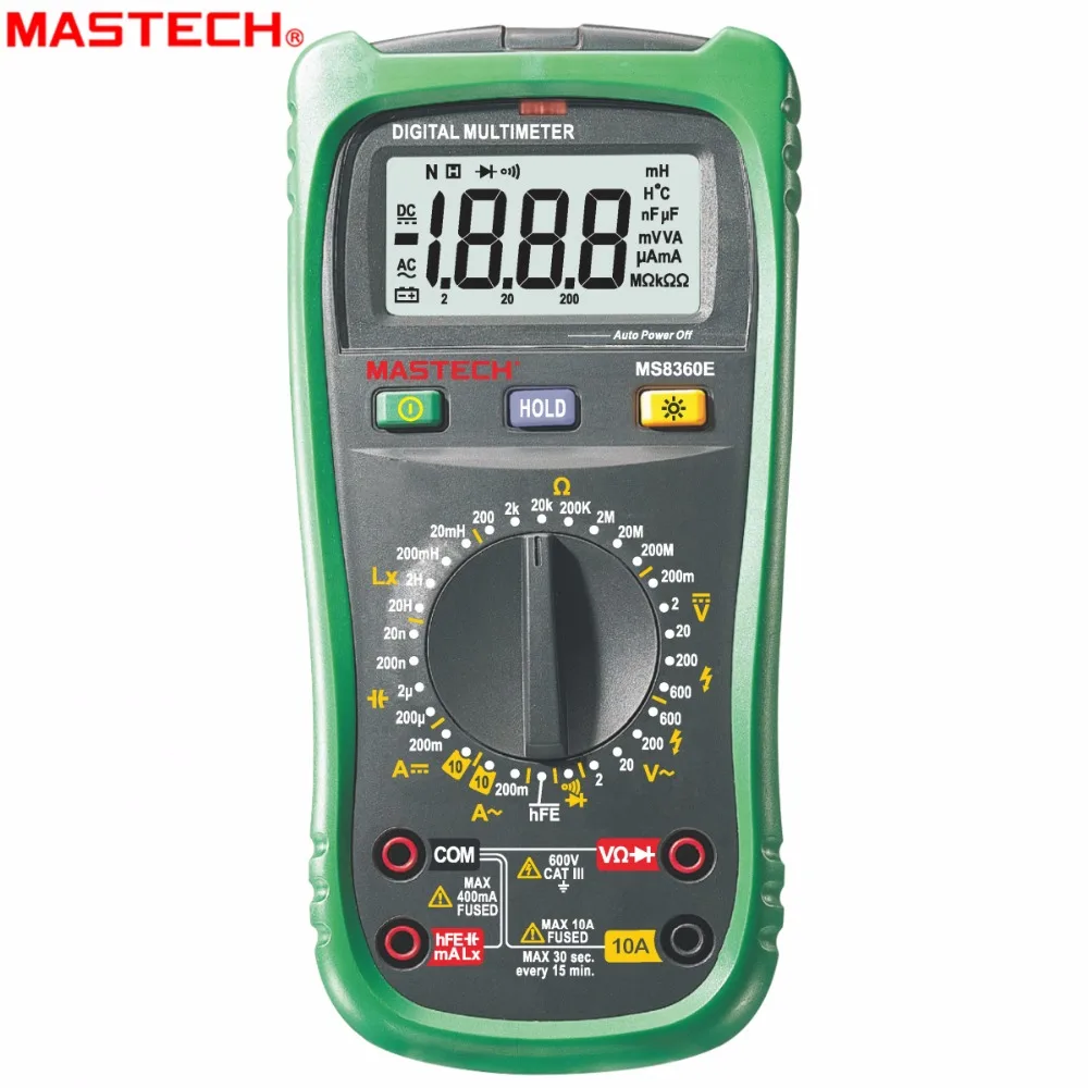 Цифровой Мультиметр MASTECH MS8360E DMM индуктивный конденсатор тестер hFE мультиметра