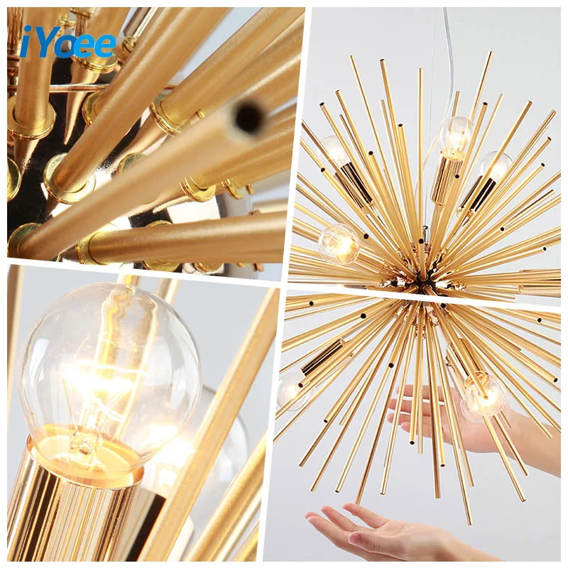 Современный подвесной светильник в форме золотого шара потолочный стиле лофт