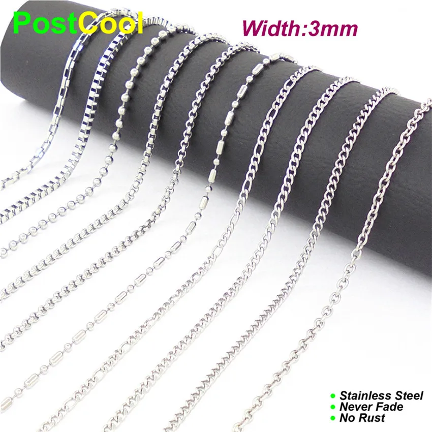 Ожерелье цепочка из нержавеющей стали диаметром 3 мм и длиной 16 18 20 24 28 32 36