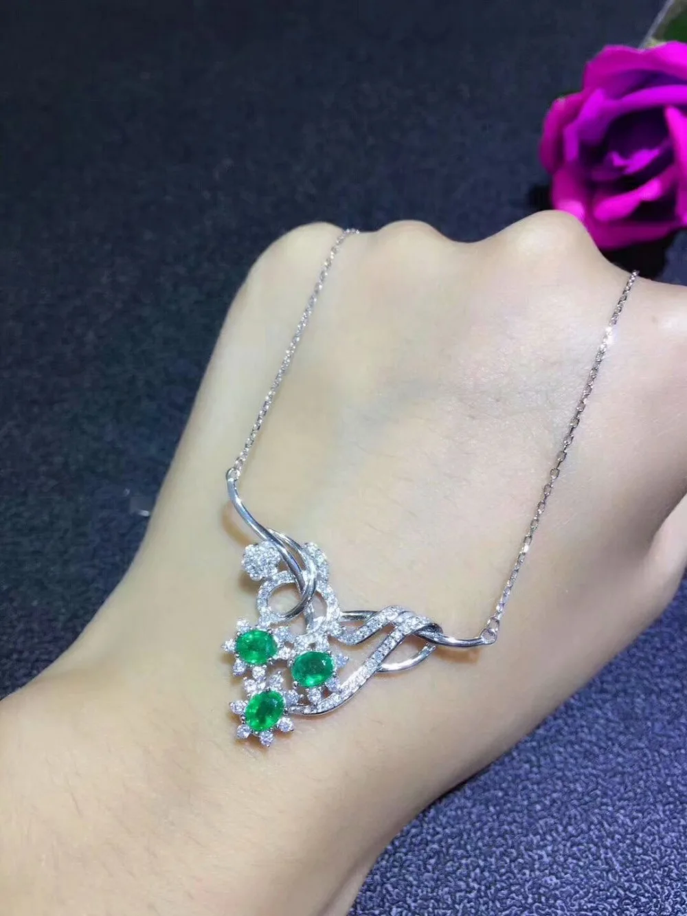 Подвеска SHILOVEM из серебра 925 пробы с натуральным изумрудом классические ювелирные