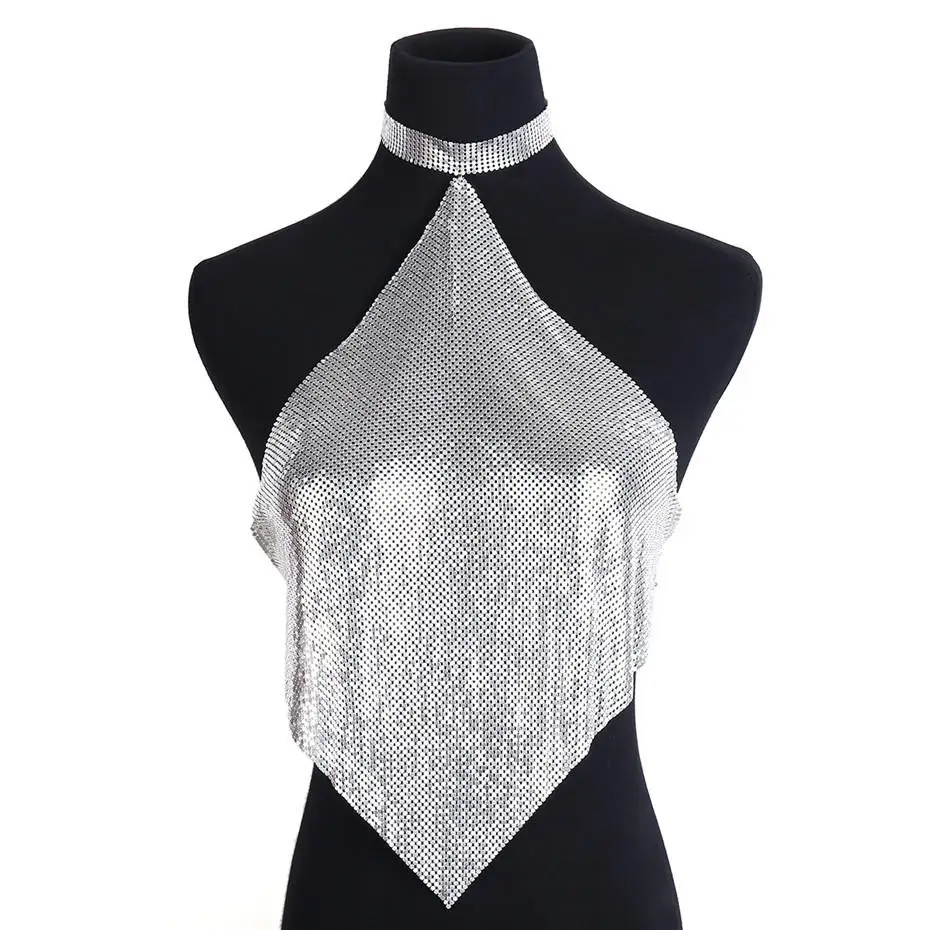 Ingemark пикантные алюминиевый сплавом Sequins средства ухода за кожей груди цепи богемный Готический бюстгальтер блестящие Slave груди, ювелирное изделие для тела, вечерние подарок - Окраска металла: Silver Bra