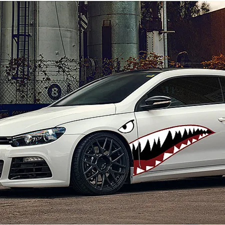 Забавная Автомобильная наклейка 3D крутой рот акулы наклейки на дверь автомобиля