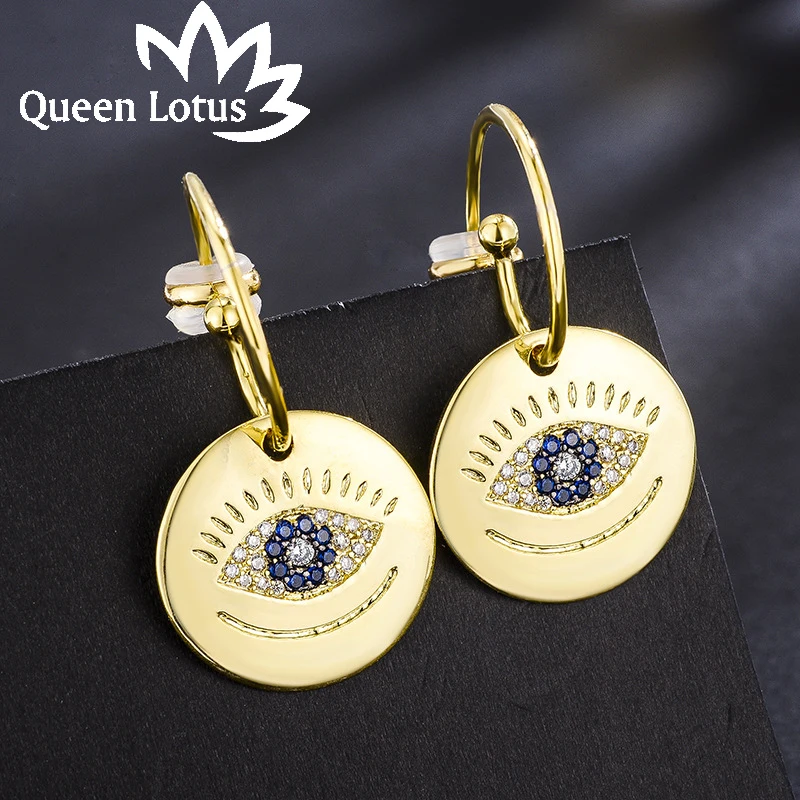 Женские серьги-подвески Queen Lotus большие серьги золотистого цвета с кристаллами