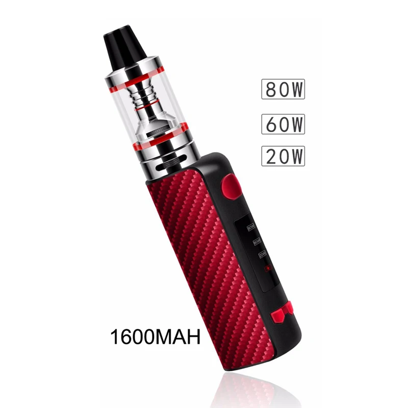 

1600mAh mini 80w electronic cigarette box mod kit 2.5ml tank 0.3ohm coil smoke vape pen e liquids vape e-cigarettes vaporizer