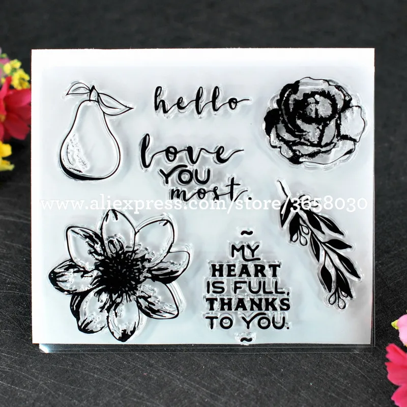 Hello love вам наиболее благодаря записки DIY карт фото штамп ясно прозрачный 10 5x12 см