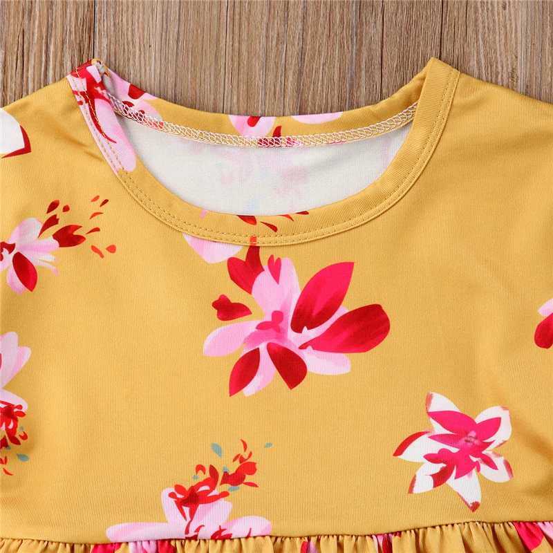 Pudcoco/От 0 до 4 лет комплекты одежды для маленьких девочек детское желтое платье с