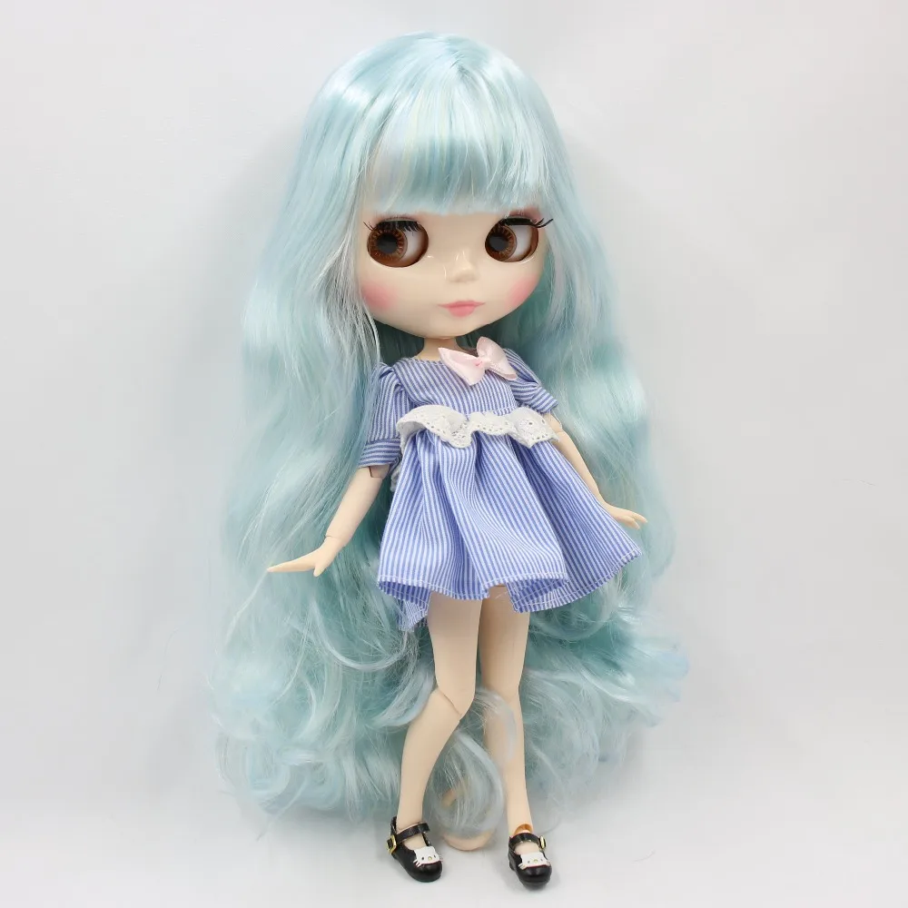 Ледяная кукла DBS Blyth 1/6 bjd сустав тела белая кожа 30 см синий микс мятный волос голый
