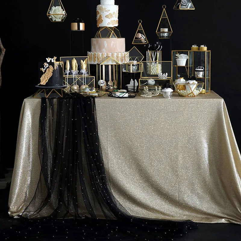 Tobs Cake Stand Gold Silver table cloth background Curtain Candy bar Pearlescent tablecloth home wedding decoration accessories |