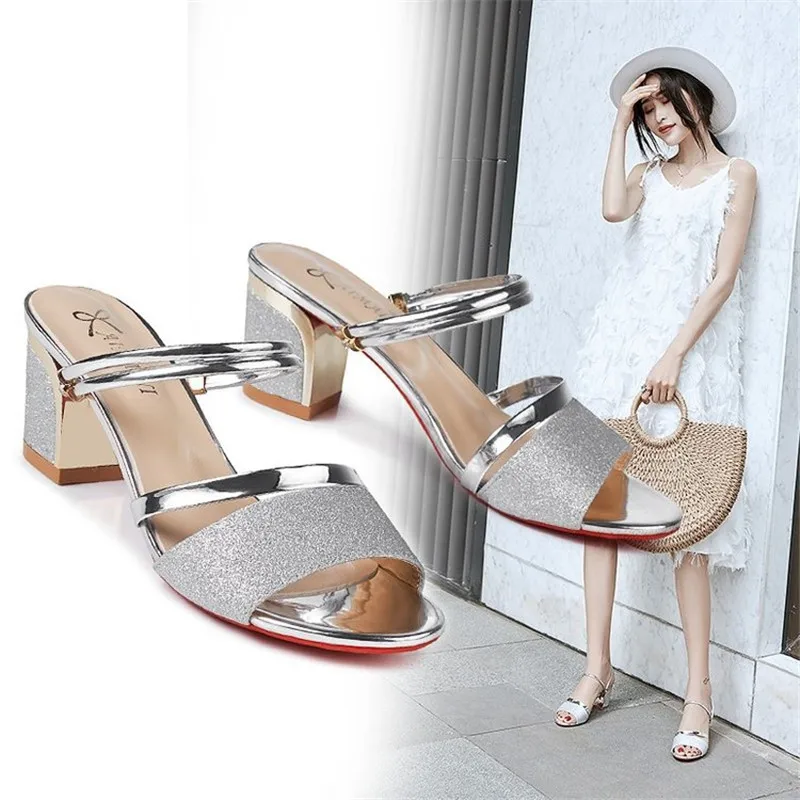 Босоножки женские на высоком каблуке 6 см сандалии с открытым носком квадратный