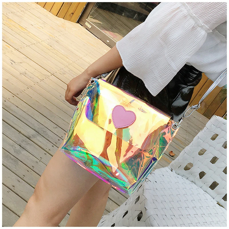 Pacgoth летние девушки красочные лазерной конверты Форма плечо и Сумки через