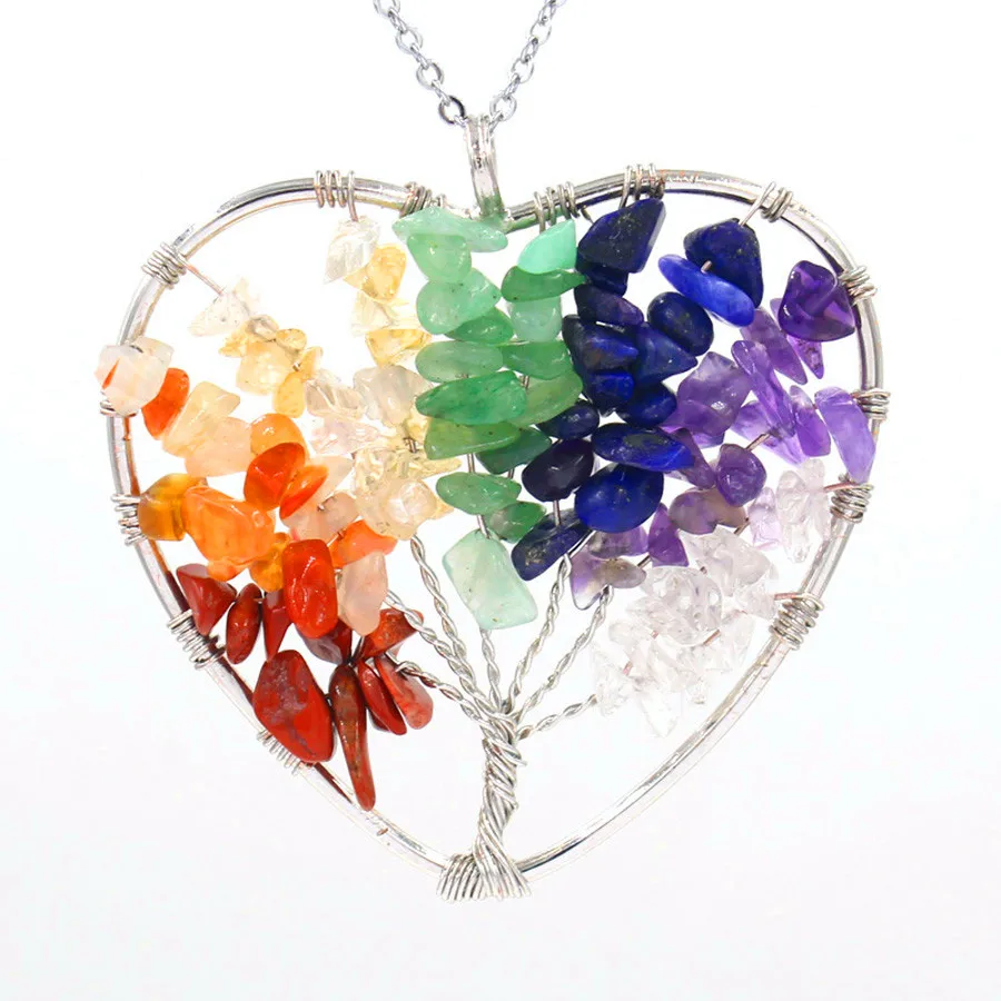 7 Чакра камень подвеска с деревом жизни маятник кристалл лазурит и т. Д. Кристалл