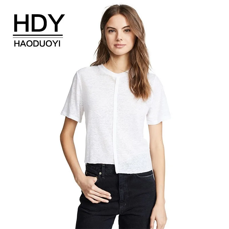HDY Haoduoyi Femme Летние Стильные сексуальные топы с асимметричным подолом однотонные