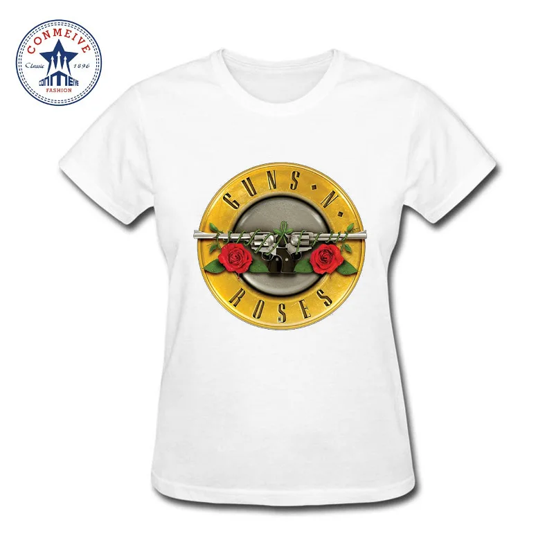 Различные Цвета хлопковая оружие и розы забавная футболка Женские|t shirt women|funny t