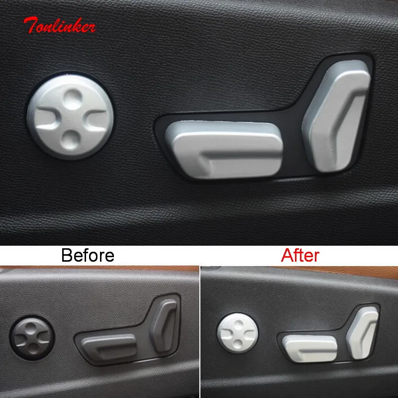 

Tonlinker 6 PCS Car Seat adjustment button Cover sticker for CITROEN DEESSE DS7 2018-19 Car Styling ABS Chrome Cover Stickers