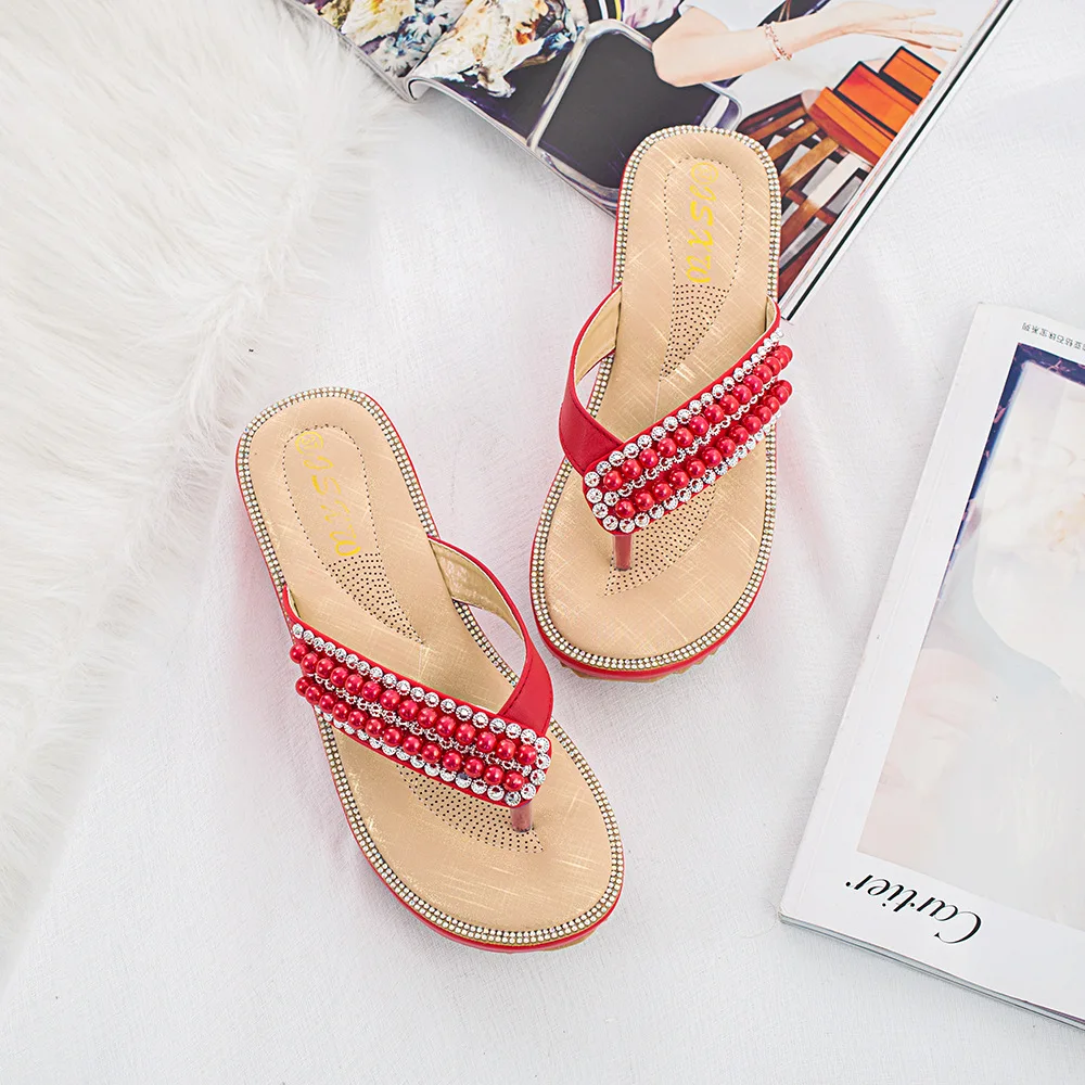 Sandales Femme/2019 г. летние сандалии на плоской подошве женская обувь танкетке пляжные