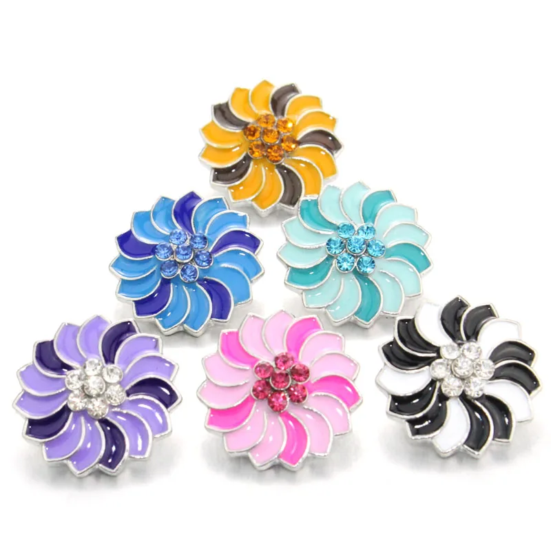 6 Colour flower Mix 10pcs/lot delicateness snap jewellery paint buttons 18mm bracelets for women 010202 | Украшения и аксессуары