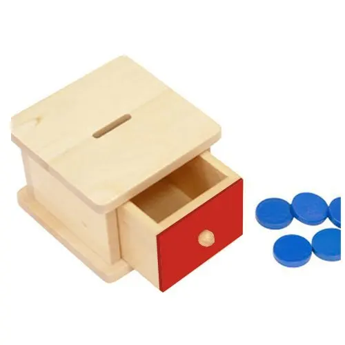 

Montessori Material Infant Coin Box Educational Wooden Toy For Kids