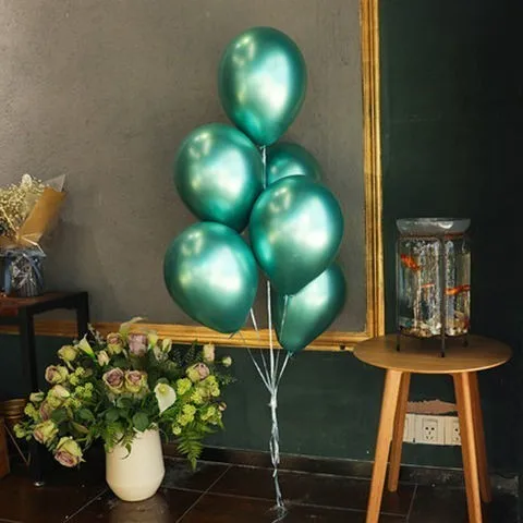 metal green 10 шт. 12 дюймов золотые Серебристые Металлические латексные шары с жемчугом толстые Хромированные Металлические цвета украшения для дня рождения Детские гелиевые шары - Цвет: metal green