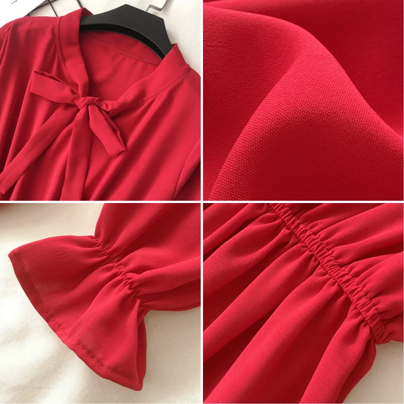 Trytree лето осень повседневное одноцветное 4 цвета платье женские платья с бантом