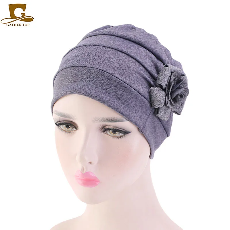 

New Flower Ruffle Chemo Hat Turban Headband Scarf Beanie Cap for Cancer Patient