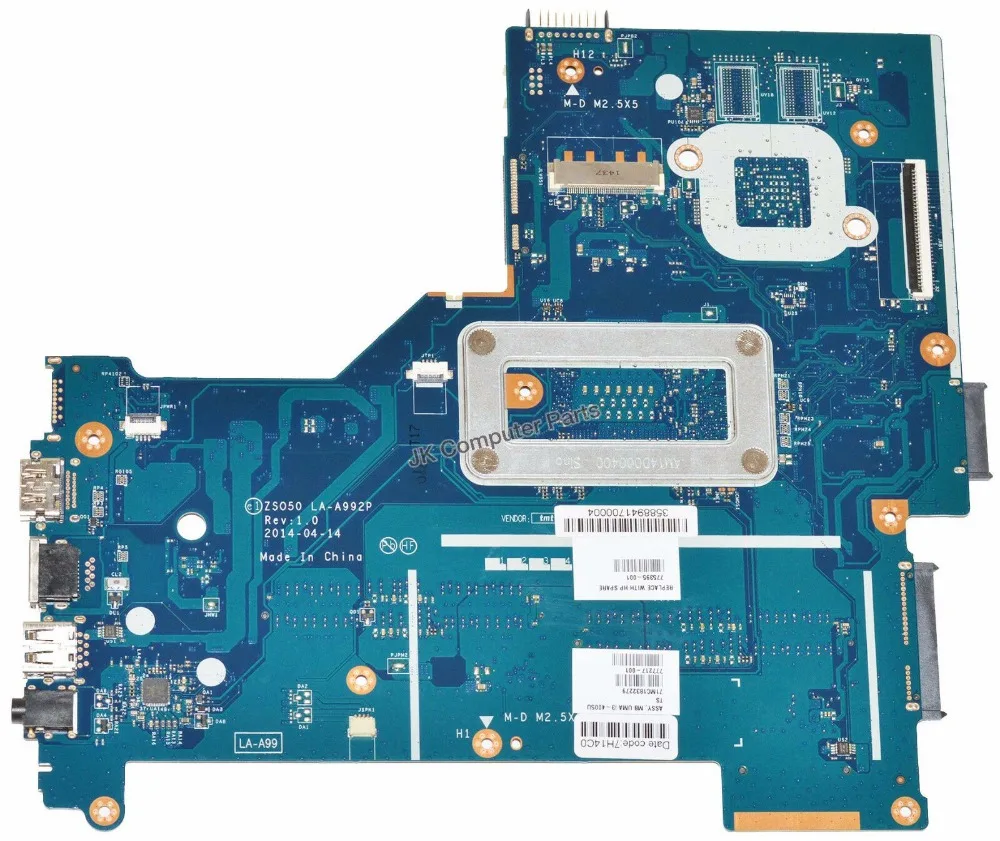 ZSO50 LA-A992P 775395-001 775395-501 Материнская плата подходит для HP 15-R Материнская плата ноутбука с i3-4005U 1,7 ГГц процессор