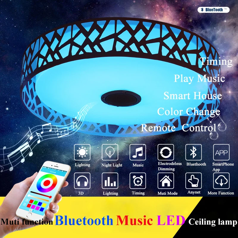 D47cm музыкальный светильник современный светодиодный потолочный с Bluetooth APP