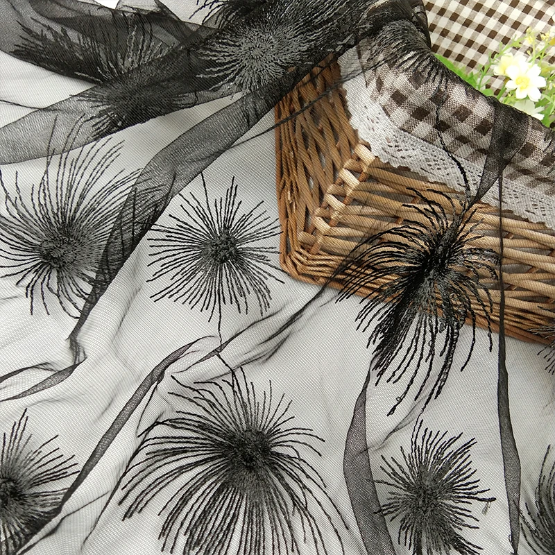 2019 Французский кружевной ткани новый изысканный фейерверк вышивка модная вуаль