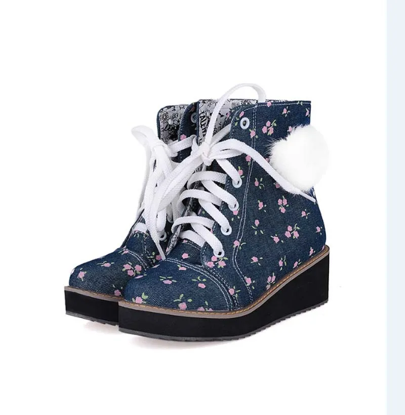 ANMAIRON Women Boots Winter Round Toe Ankle Fashion Solid Platform Lace Up Motorcycle Shoes Big Size | Обувь