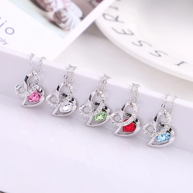 Женское ожерелье с подвеской в виде сердца BeBella красное кристаллами Swarovski подарок