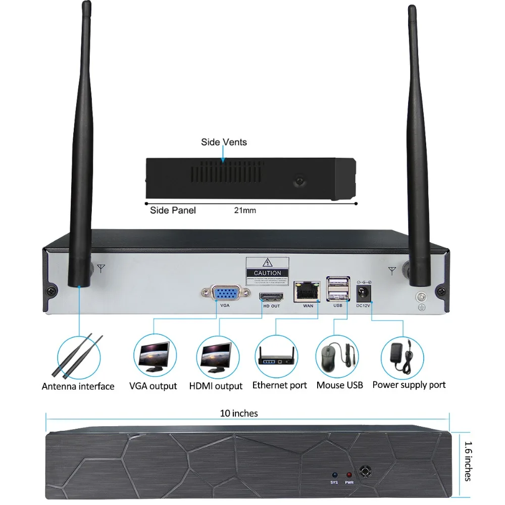 6CH two way audio talK HD Wireless NVR Kit P2P 1080P Indoor Outdoor IR Night Vision Security 2.0MP IP Camera WIFI CCTV System |