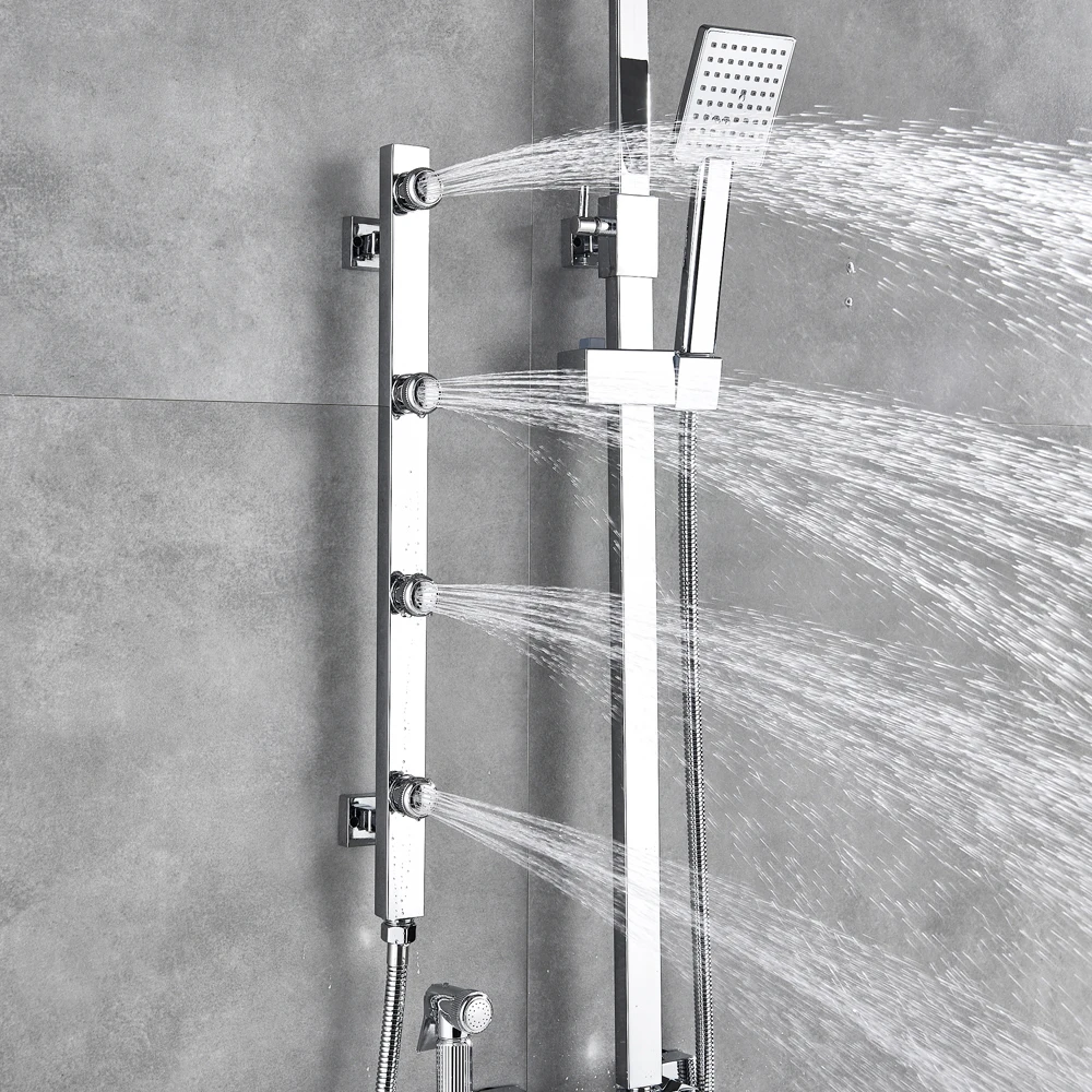 

Bathroom Shower System Body Massage Jets Shower Faucet set Rainfall Bath Shower Mixer Tap Bidet Sprayer Head Swivel Spout