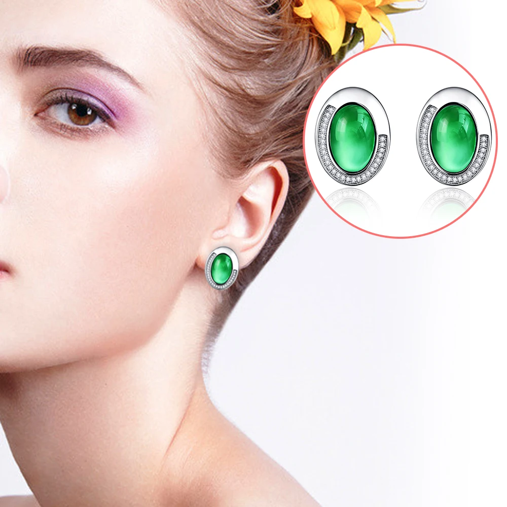 J.C For Female Oval Cut Amethyst &amp Emerald Topaz Delicate Earrings Real Solid 925 Sterling Silver Fine Jewelry Gift | Украшения и