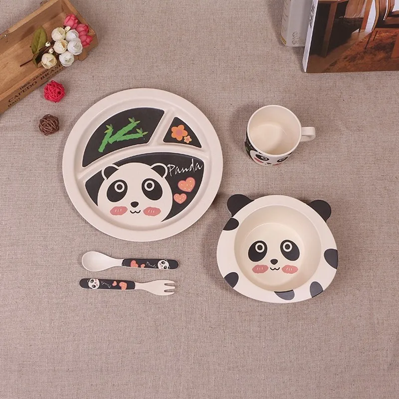 Новинка 5 шт./компл. детская тарелка с изображением краба бантиком ложка столовая