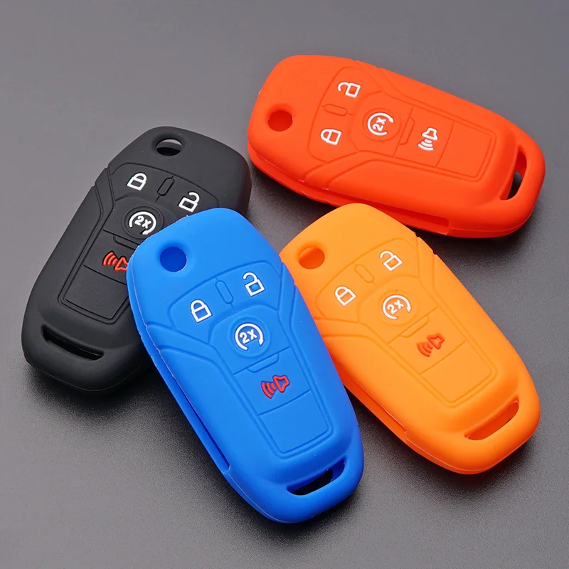 Силиконовый чехол для брелка с ключом откидной складной 4 кнопками ford Focus Fiesta fusion