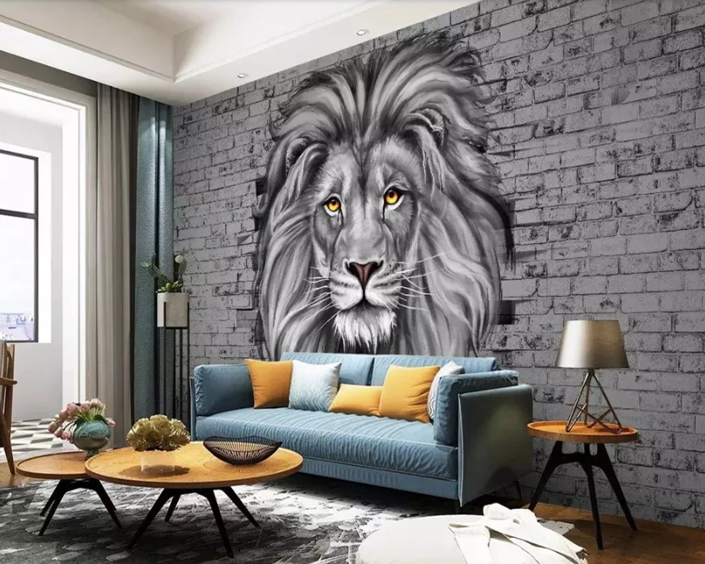 Lion 3d modern wallpaper papel de parede living room sofa tv wall bedroom papers home decor cafe bar restaurant mural | Обустройство